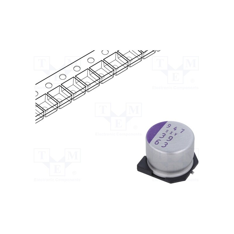 1 pcs x PANASONIC - 63SXV39MX - Capacitor: polymer, 39uF, 63VDC, SXV, SMD, ±20%, -55÷125°C, 1000h