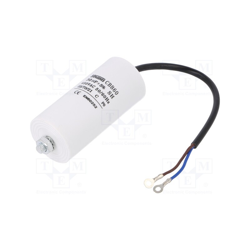 1 pcs x SR PASSIVES - CBB60G-30/450 - Capacitor: motors, run, 30uF, 450V, Ø45x95mm, -25÷70°C, ±5%, 3000h