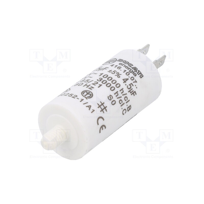 1 pcs x DUCATI ENERGIA - 416100764 - Capacitor: motors, run, 4.5uF, 425VAC, Ø28x55mm, -25÷85°C, ±5%