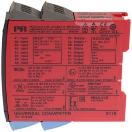 1 pcs - PR Electronics 9100 Series Universal Converter, Universal Input, Current, Relay Output, 19.2 - 31.2V dc Supply