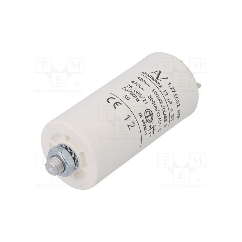 1 pcs x KEMET - C276CC25120AA0J - Capacitor: motors, run, 12uF, 420VAC, Ø35x73.5mm, -25÷85°C, ±5%
