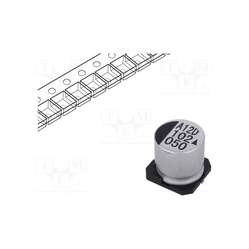 1 pcs x KYOCERA AVX - AEA1616102M050R - Capacitor: electrolytic, SMD, 1000uF, 50VDC, Ø16x16.5mm, 5000h