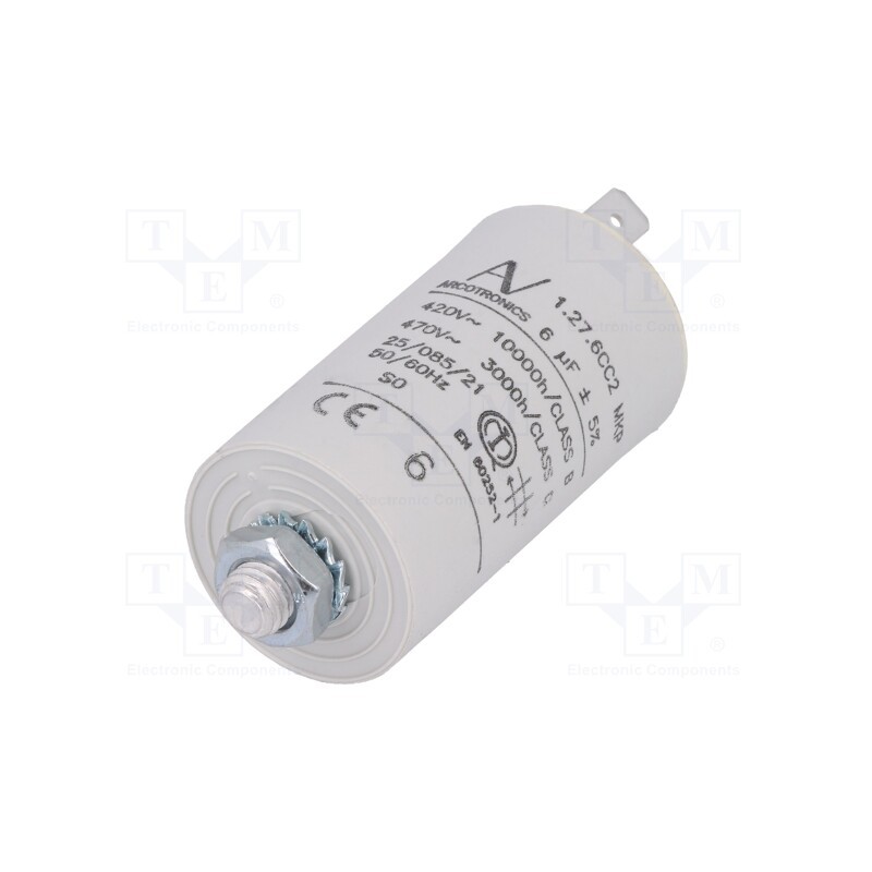 1 pcs x KEMET - C276CC24600AA0J - Capacitor: motors, run, 6uF, 420VAC, Ø30x56.5mm, -25÷85°C, ±5%