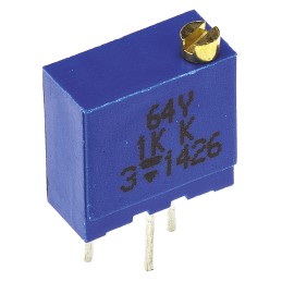 1 pcs - Vishay 64Y Series 19 (Electrical), 22 (Mechanical)-Turn Through Hole Trimmer Resistor with Pin Terminations, 1kΩ ±10%