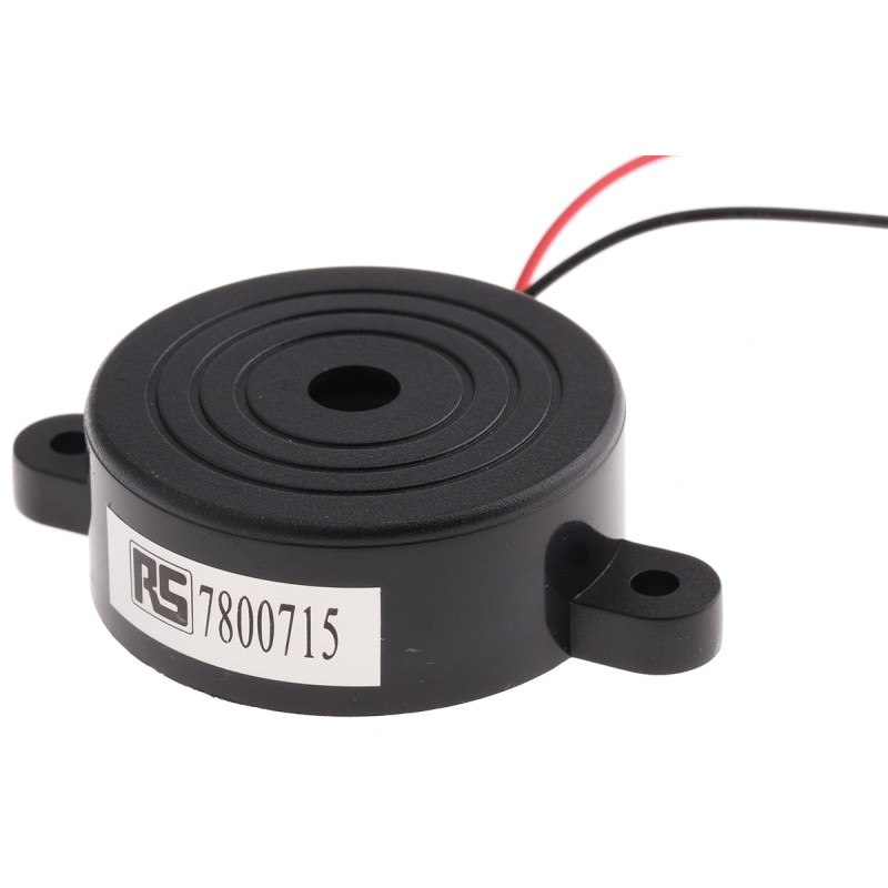 5 pcs - RS PRO 90dB Through Hole Continuous External Piezo Buzzer, 41.8 x 16mm, 1V ac Min, 30V ac Max