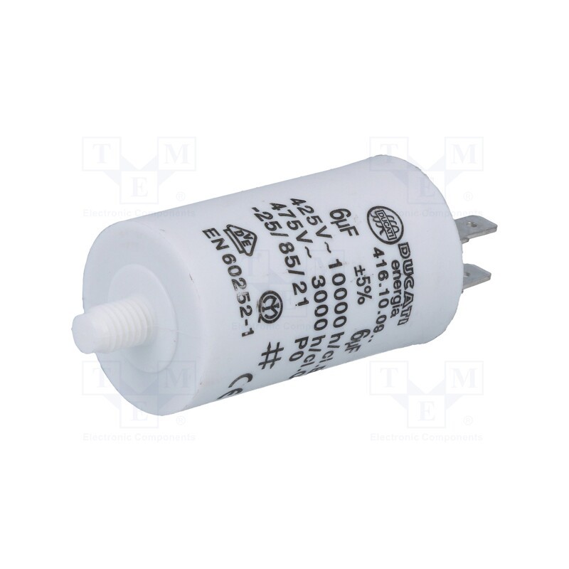 1 pcs x DUCATI ENERGIA - 416100964 - Capacitor: motors, run, 6uF, 425VAC, Ø32x55mm, -25÷85°C, ±5%