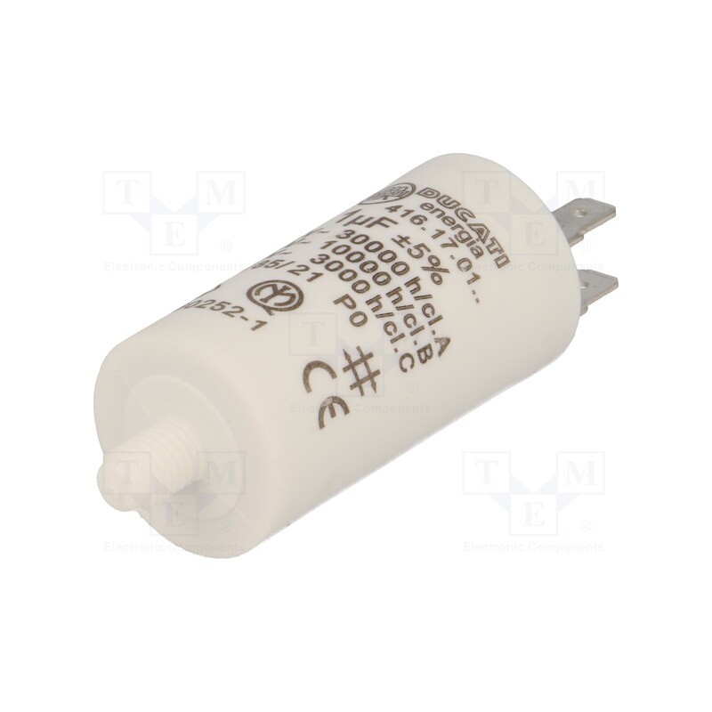 1 pcs x DUCATI ENERGIA - 416170164 - Capacitor: motors, run, 1uF, 475VAC, Ø28x55mm, -25÷85°C, ±5%