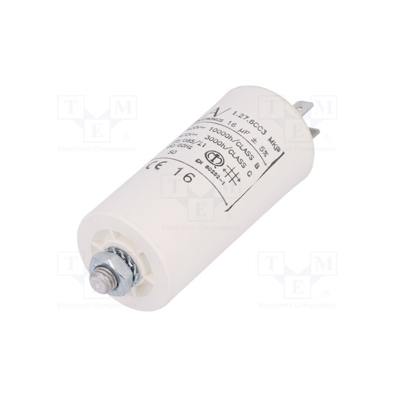1 pcs x KEMET - C276CC35160AA0J - Capacitor: motors, run, 16uF, 420VAC, Ø40x73.5mm, -25÷85°C, ±5%
