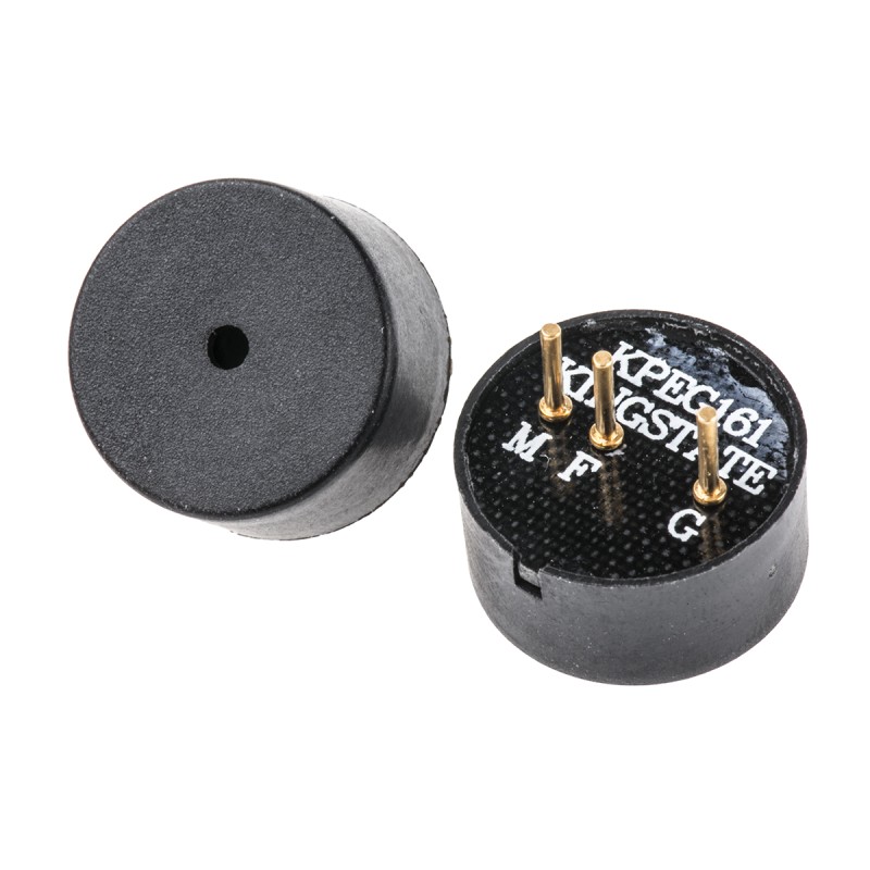 5 pcs - RS PRO 70dB Through Hole Continuous Internal Piezo Buzzer, 13.8 (Dia.) x 7mm, 3V dc Min, 16V dc Max