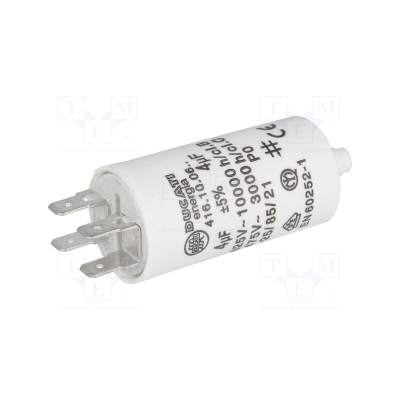 1 pcs x DUCATI ENERGIA - 416100664 - Capacitor: motors, run, 4uF, 425VAC, Ø28x55mm, -25÷85°C, ±5%