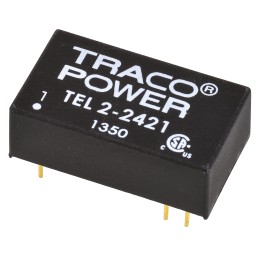 1 pcs - TRACOPOWER TEL 2 DC-DC Converter, ±5V dc/ ±200mA Output, 18 - 36 V dc Input, 2W, Through Hole, +75°C Max Temp