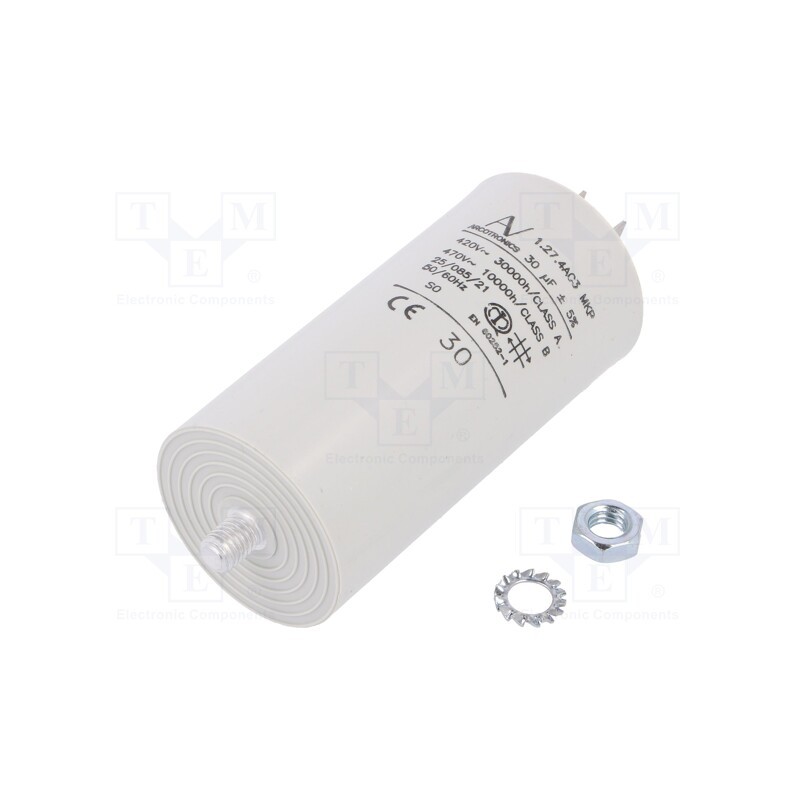 1 pcs x KEMET - C274AC35300AA0J - Capacitor: motors, run, 30uF, 470VAC, Ø45x93mm, -25÷85°C, ±5%