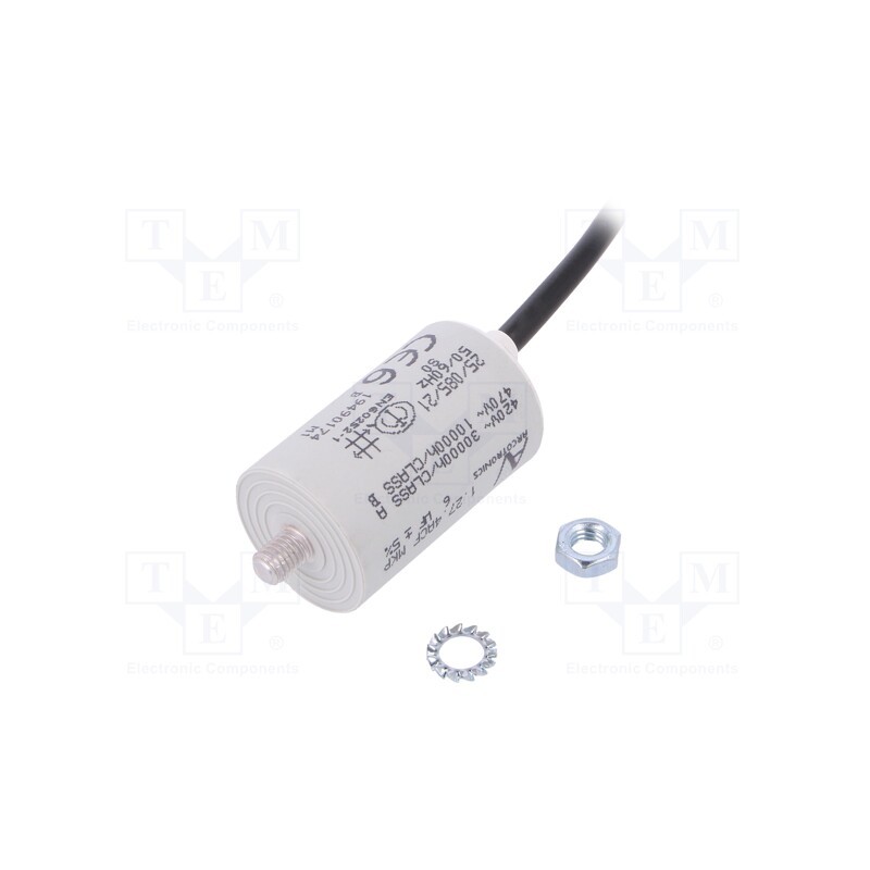 1 pcs x KEMET - C274ACF4600LF0J - Capacitor: motors, run, 6uF, 470VAC, Ø35x58.5mm, -25÷85°C, ±5%