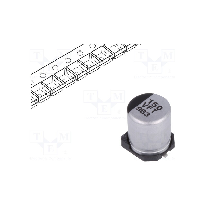 1 pcs x PANASONIC - EEEFTV151XAP - Capacitor: electrolytic, low ESR, SMD, 150uF, 35VDC, Ø6.3x7.7mm