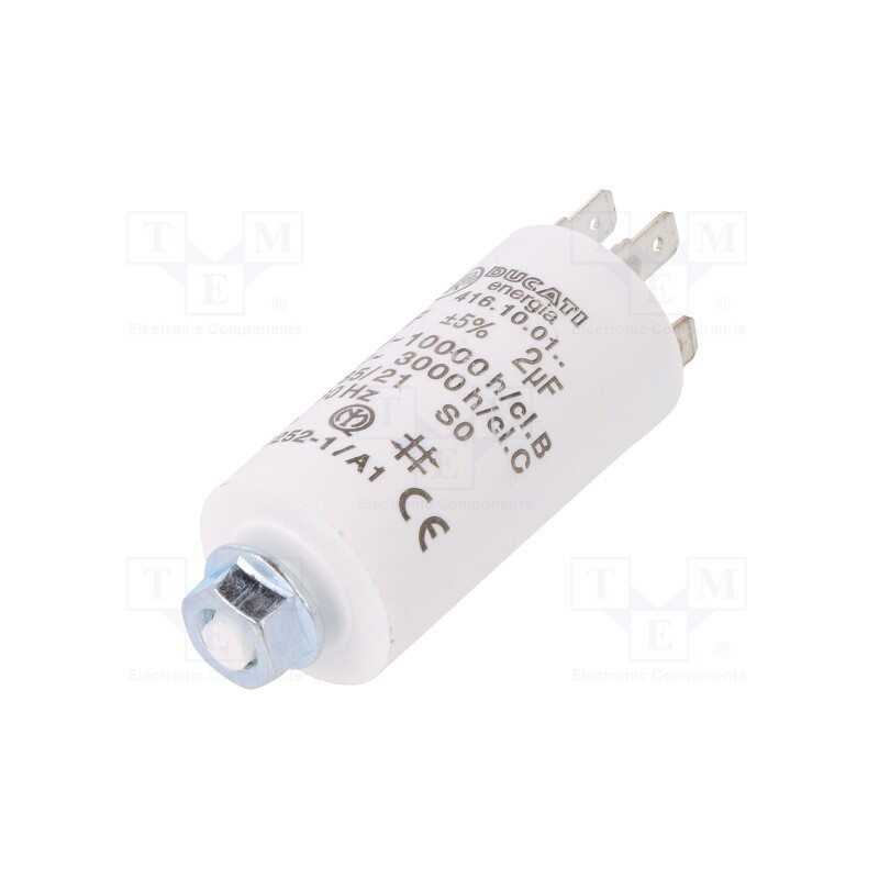1 pcs x DUCATI ENERGIA - 416100127 - Capacitor: motors, run, 2uF, 475VAC, Ø28x55mm, -25÷85°C, ±5%