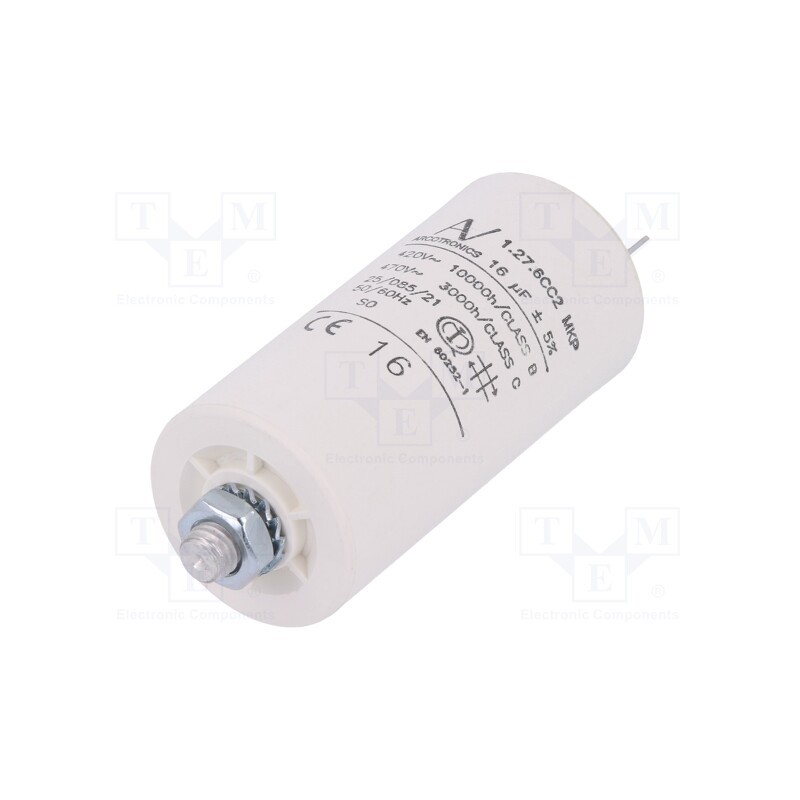 1 pcs x KEMET - C276CC25160AA0J - Capacitor: motors, run, 16uF, 420VAC, Ø40x73.5mm, -25÷85°C, ±5%