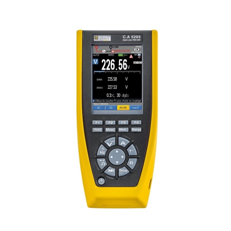1 pcs - Chauvin Arnoux CA 5293-BT Handheld Digital Color Graphical Multimeter, 20A ac Max, 20A dc Max, 1000V ac Max