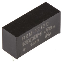 1 pcs - Recom RBM DC-DC Converter, ±12V dc/ ±41mA Output, 10.8 - 13.2 V dc Input, 1W, Through Hole, +85°C Max Temp -40°C