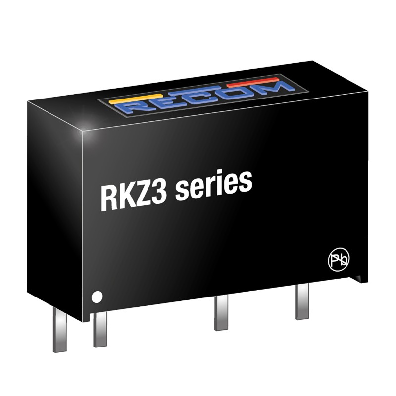 1 pcs - Recom RKZ3 DC-DC Converter, 12V dc/ 250mA Output, 21.6 - 26.4 V dc Input, 3W, Through Hole, +90°C Max Temp -40°C