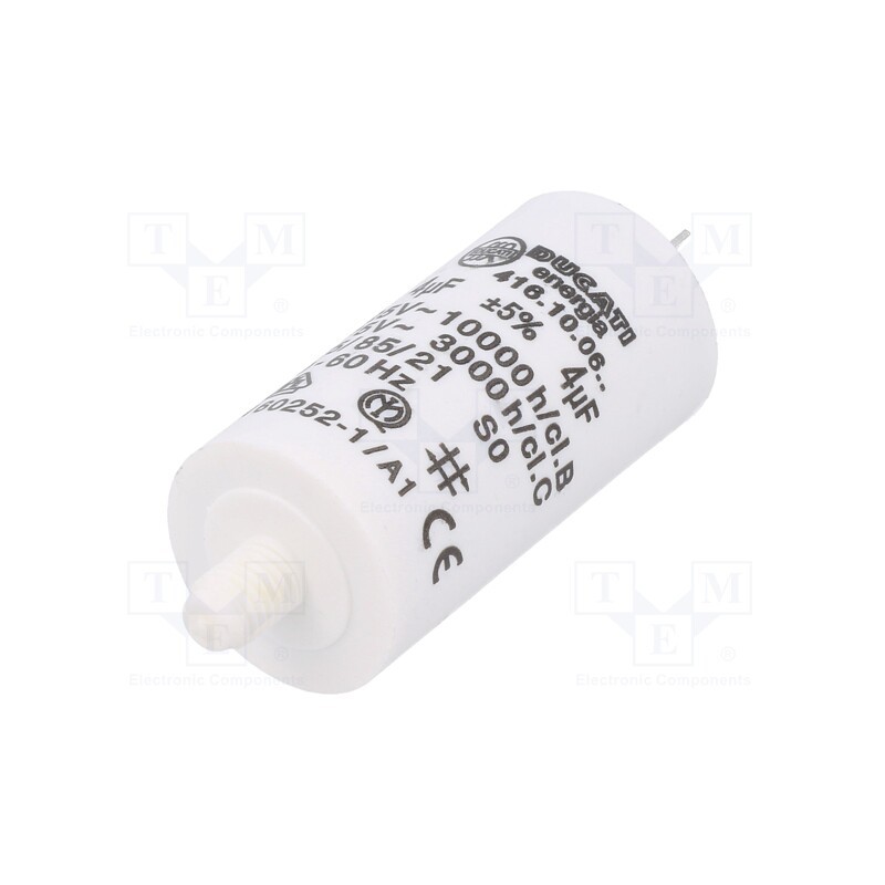 1 pcs x DUCATI ENERGIA - 416100627 - Capacitor: motors, run, 4uF, 475VAC, Ø28x55mm, -25÷85°C, ±5%, 3000h