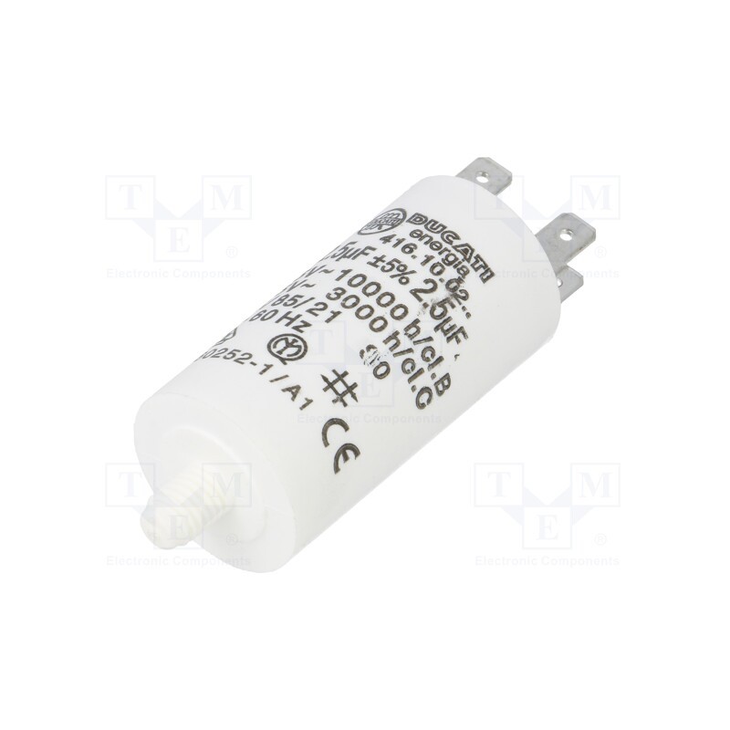 1 pcs x DUCATI ENERGIA - 416100264 - Capacitor: motors, run, 2.5uF, 425VAC, Ø28x55mm, -25÷85°C, ±5%