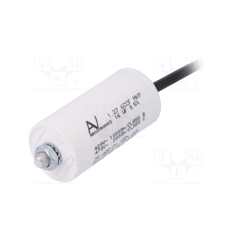 1 pcs x KEMET - C276CCF5160LF0J - Capacitor: motors, run, 16uF, 420VAC, Ø40x71.5mm, -25÷85°C, ±5%