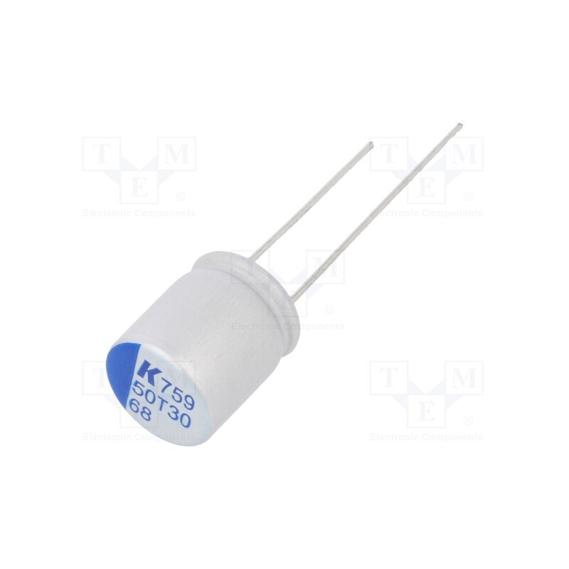 1 pcs x KEMET - A759MS686M1HAAE032 - Capacitor: polymer, low ESR, 68uF, 50VDC, ESR: 32mΩ, A759, THT, ±20%