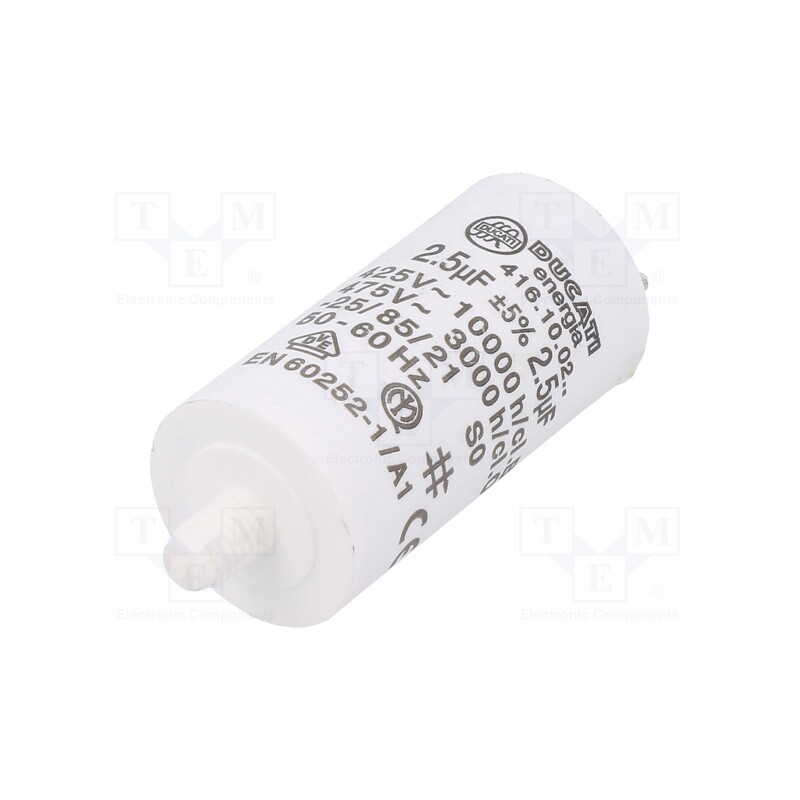 1 pcs x DUCATI ENERGIA - 416100227 - Capacitor: motors, run, 2.5uF, 475VAC, Ø28x55mm, -25÷85°C, ±5%