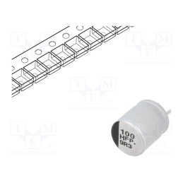 1 pcs x PANASONIC - EEEFP1H101AP - Capacitor: electrolytic, low ESR, SMD, 100uF, 50VDC, Ø8x10.2mm