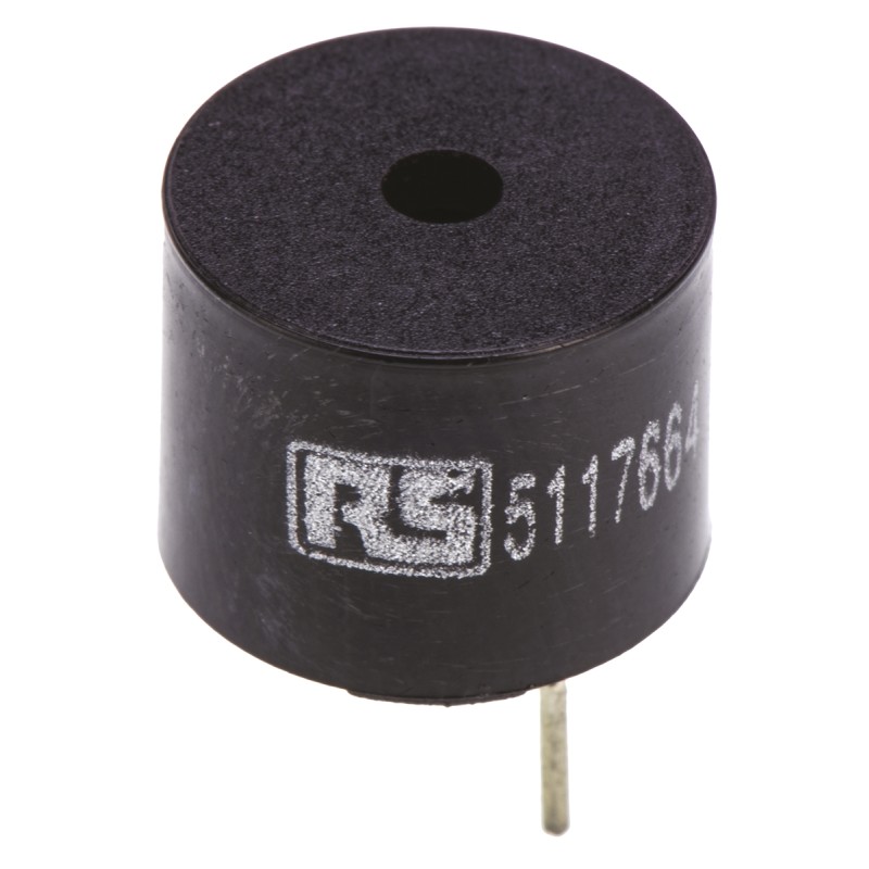 100 pcs - RS PRO 85dB PCB Mount Continuous Internal Magnetic Buzzer Component, 12 (Dia.) x 9.5mm, 8V dc Min, 12V dc Max