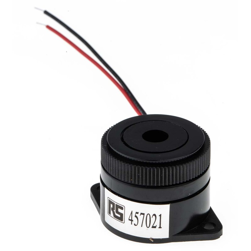 100 pcs - RS PRO 95dB Panel Mount Continuous Internal Piezo Buzzer, 29.5 (Dia.) x 24.5mm, 1.5V dc Min, 16V dc Max