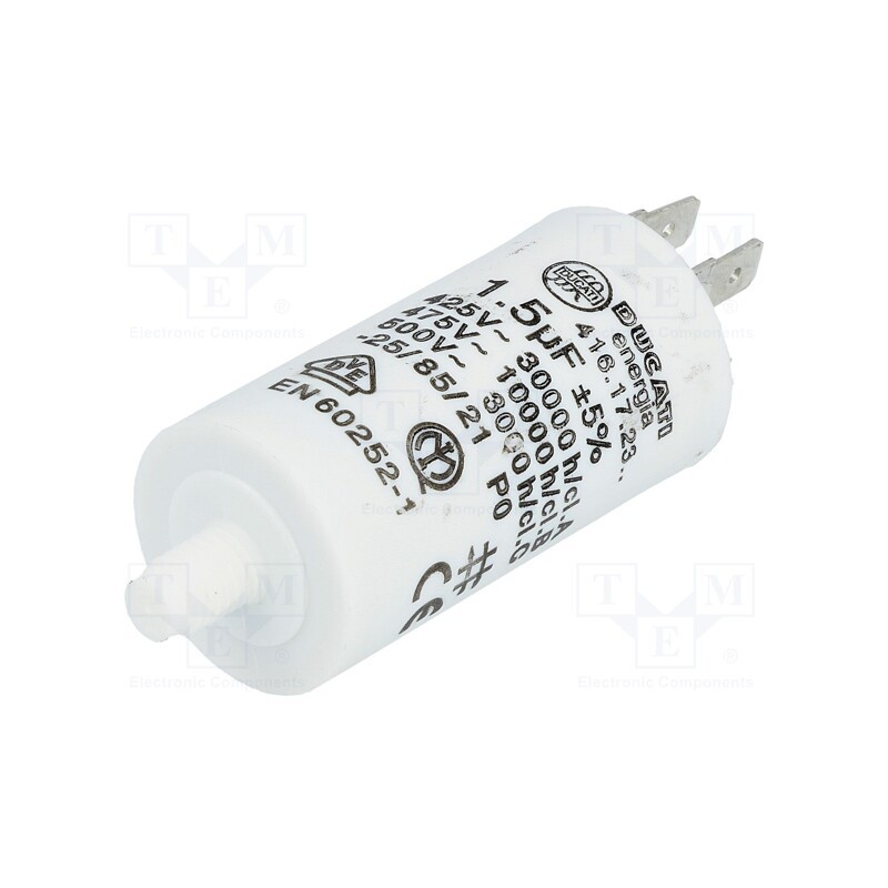 1 pcs x DUCATI ENERGIA - 416172364 - Capacitor: motors, run, 1.5uF, 475VAC, Ø28x55mm, -25÷85°C, ±5%