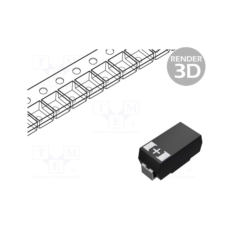 1 pcs x PANASONIC - 10TPB220ML - Capacitor: tantalum-polymer, 220uF, 10VDC, TPB, SMD, ±20%, 2000h