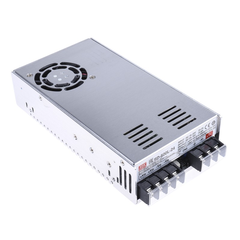 1 pcs - MEAN WELL DC-DC Converter, 24V dc/ 21A Output, 19 - 72 V dc Input, 500W, Rack Mount, +60°C Max Temp -20°C Min