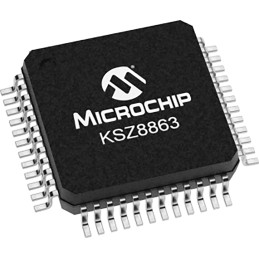 2 pcs - Microchip KSZ8863FLLI, Ethernet Switch IC, 10/100Mbps, 3.3 V, 48-Pin LQFP