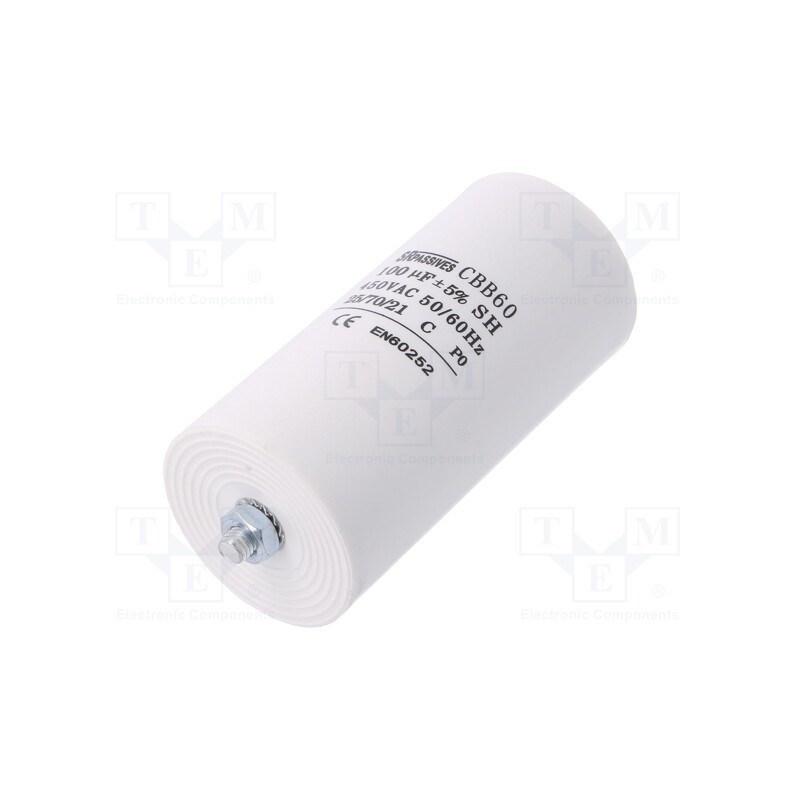 1 pcs x SR PASSIVES - CBB60E-100/450 - 100uF, 450V, Ø60x120mm, -25÷70°C, ±5%, 3000h