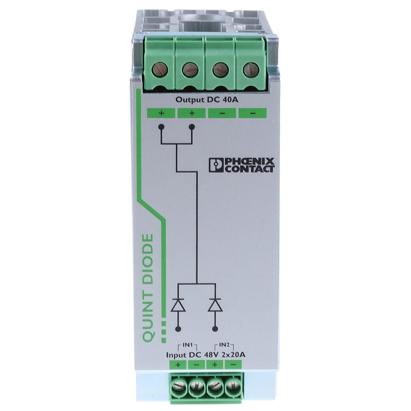 1 pcs - Phoenix Contact DIN Rail Diode Module, for use with DIN Rail Unit, QUINT-DIODE/48DC/2X20/1X40 Series