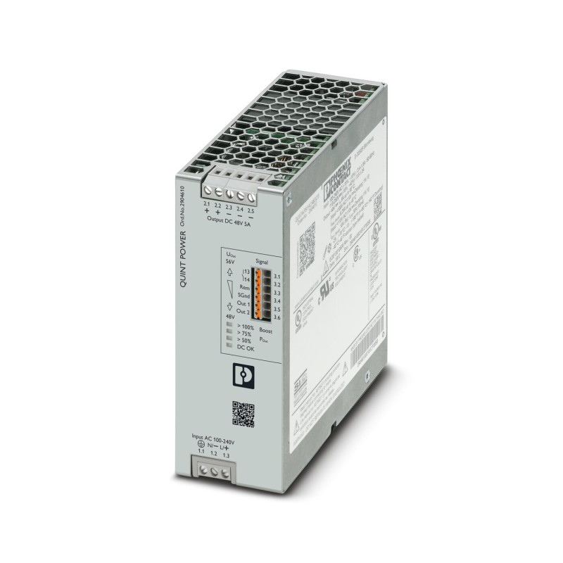 1 pcs - Phoenix Contact QUINT4-PS/1AC/48DC/5 Switch Mode DIN Rail Power Supply, 230V ac ac, dc Input, 48 - 56V dc dc