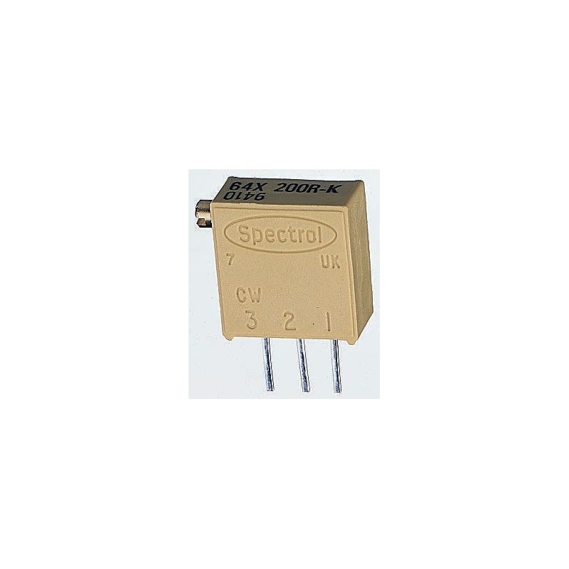 1 pcs - Vishay 64X Series 19 (Electrical), 22 (Mechanical)-Turn Through Hole Trimmer Resistor with Pin Terminations, 200Ω ±10%