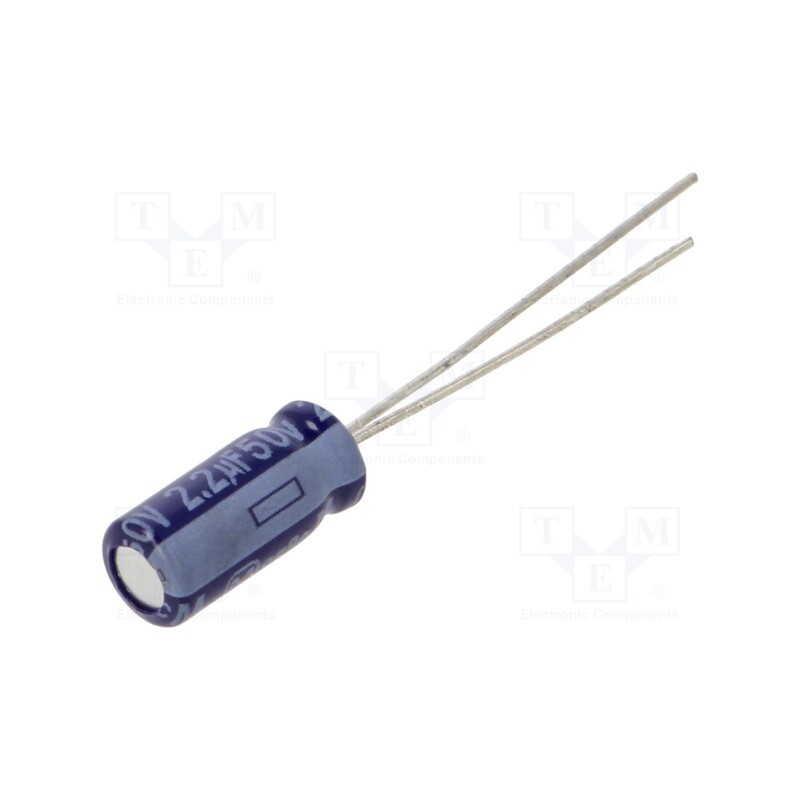 10 pcs x PANASONIC - ECA1HM2R2 - Capacitor: electrolytic, THT, 2.2uF, 50VDC, Ø5x11mm, Pitch: 2mm