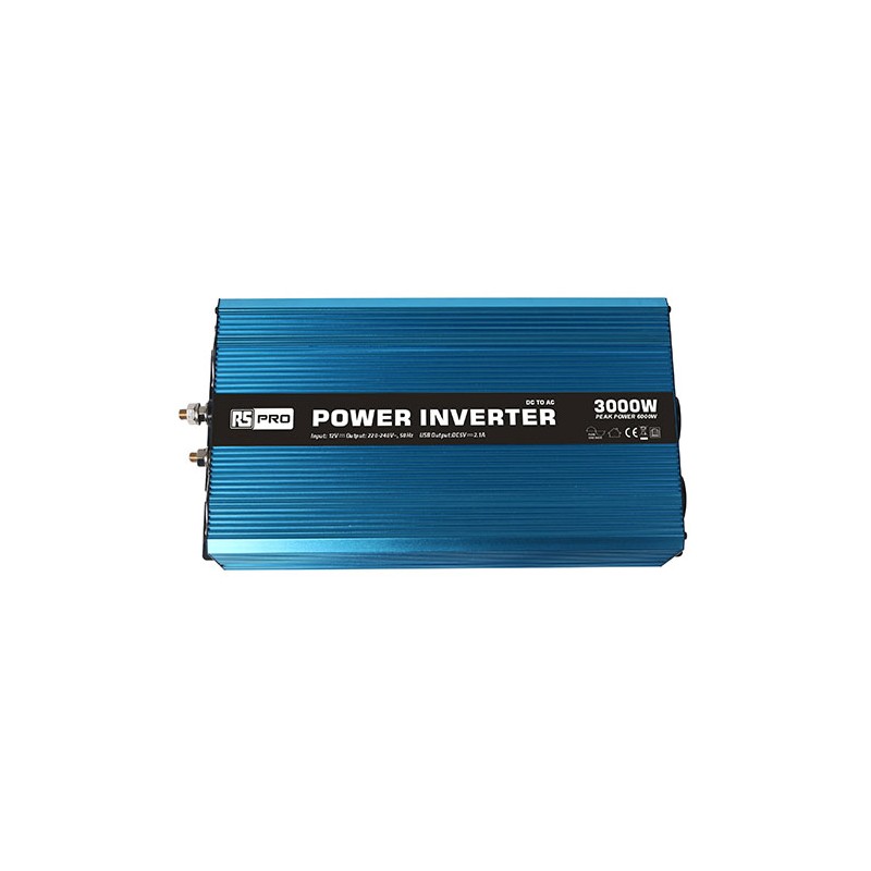 1 pcs - RS PRO Pure Sine Wave 3000W Power Inverter, 12V Input, 230V Output