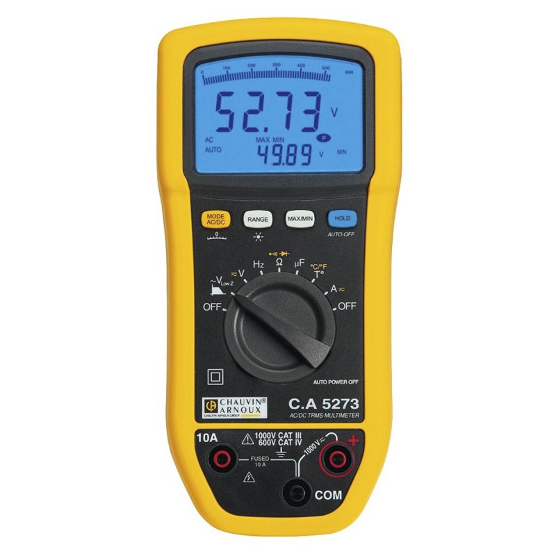 1 pcs - Chauvin Arnoux CA 5273 Handheld Digital Multimeter, True RMS, 10A ac Max, 10A dc Max, 1000V ac Max - UKAS Calibrated