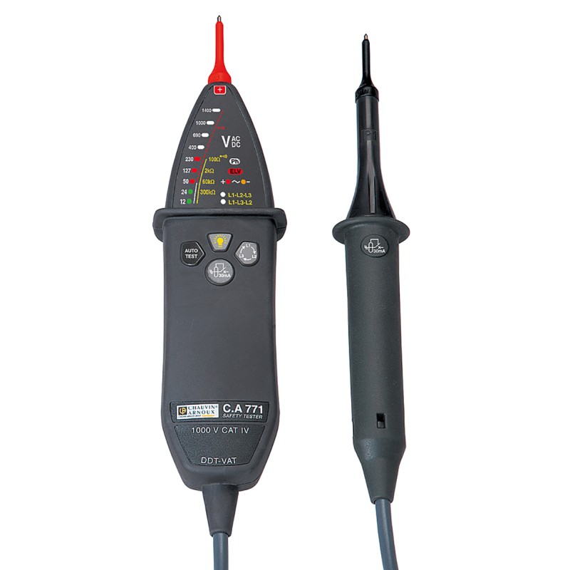 1 pcs - Chauvin Arnoux CA 771, LED Voltage tester, 1000 V ac, 1400V dc, Continuity Check, Battery Powered, CAT IV With RS