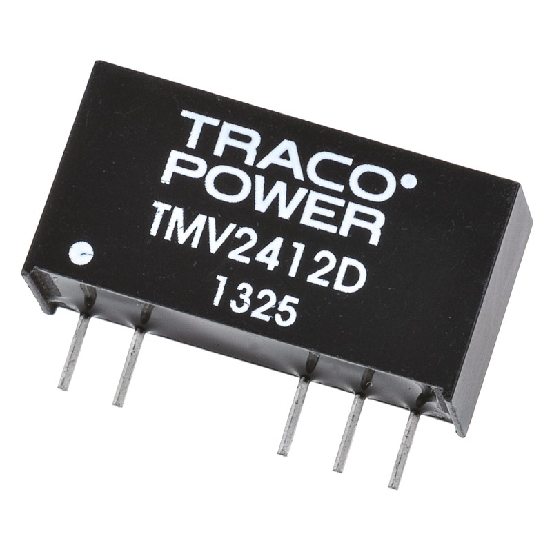 1 pcs - TRACOPOWER TMV DC-DC Converter, ±12V dc/ ±40mA Output, 21.6 - 26.4 V dc Input, 1W, Through Hole, +85°C Max Temp