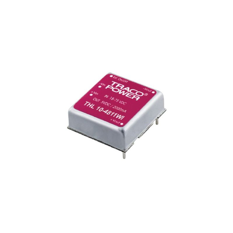 1 pcs - TRACOPOWER THL 10WI DC-DC Converter, ±5V dc/ ±1A Output, 18 - 75 V dc Input, 10W, Through Hole, +75°C Max Temp