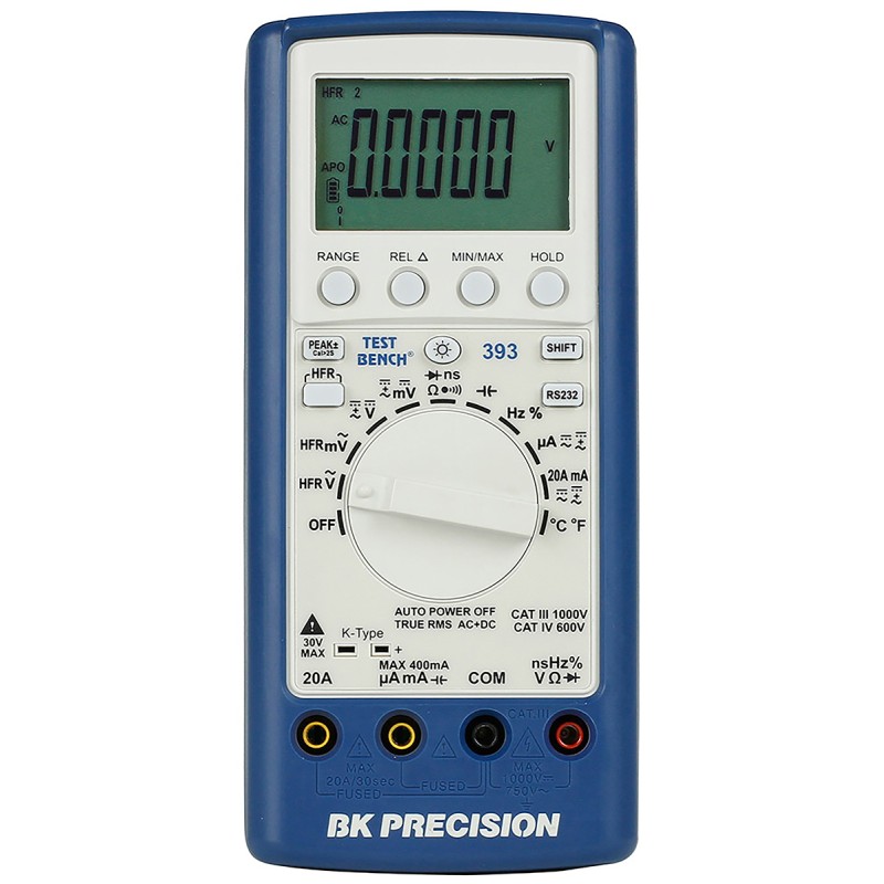 1 pcs - BK Precision BK393 Handheld Digital Multimeter, True RMS, 20A ac Max, 20A dc Max, 750V ac Max - UKAS Calibrated