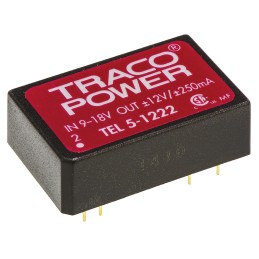 1 pcs - TRACOPOWER TEL 5 DC-DC Converter, ±12V dc/ ±250mA Output, 9 - 18 V dc Input, 5W, Through Hole, +85°C Max Temp