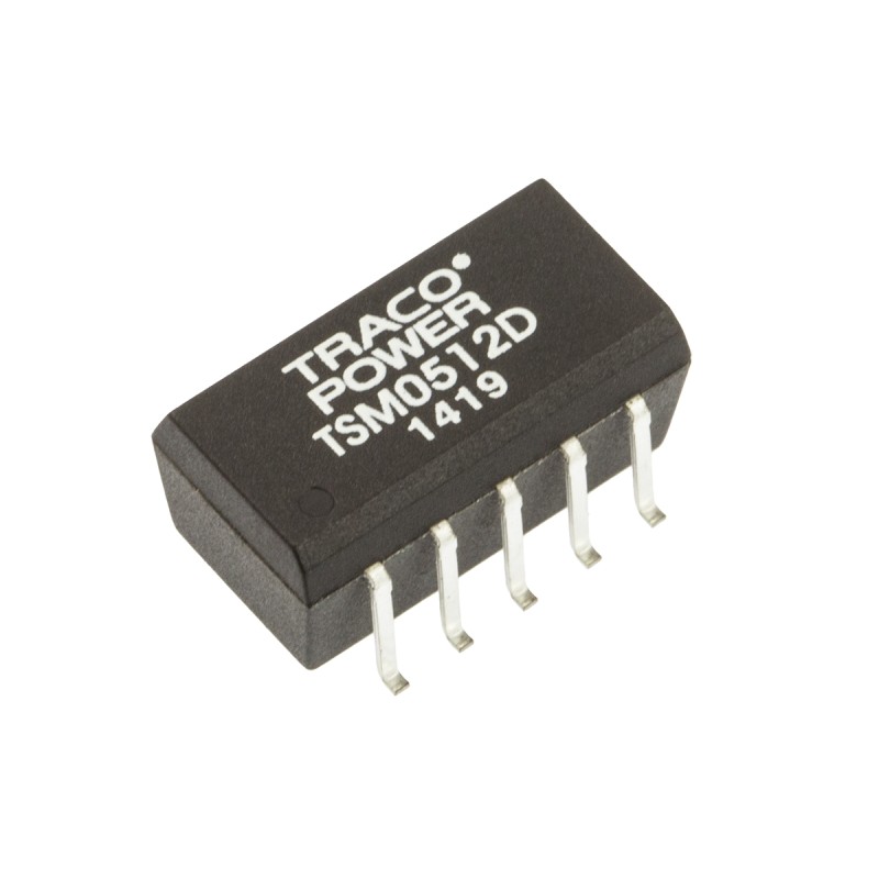 1 pcs - TRACOPOWER TSM DC-DC Converter, ±12V dc/ ±40mA Output, 4.5 - 5.5 V dc Input, 1W, Surface Mount, +85°C Max Temp