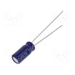 10 pcs x PANASONIC - ECA1JM100 - Capacitor: electrolytic, THT, 10uF, 63VDC, Ø5x11mm, Pitch: 2mm, ±20%