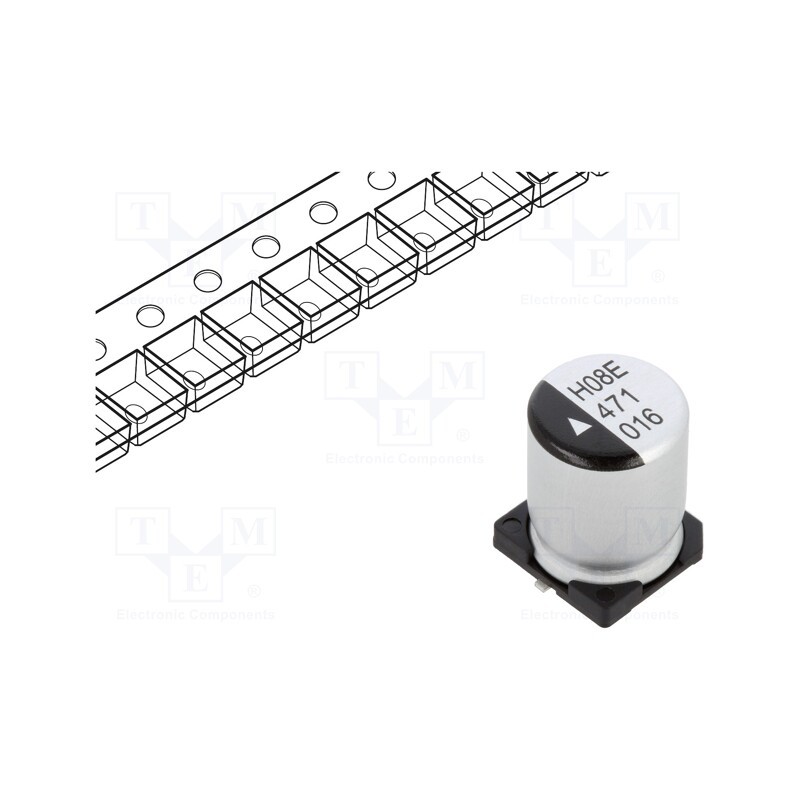 1 pcs x KYOCERA AVX - AEH1012471M016R - Capacitor: electrolytic, SMD, 470uF, 16VDC, Ø10x12.5mm, 2000h